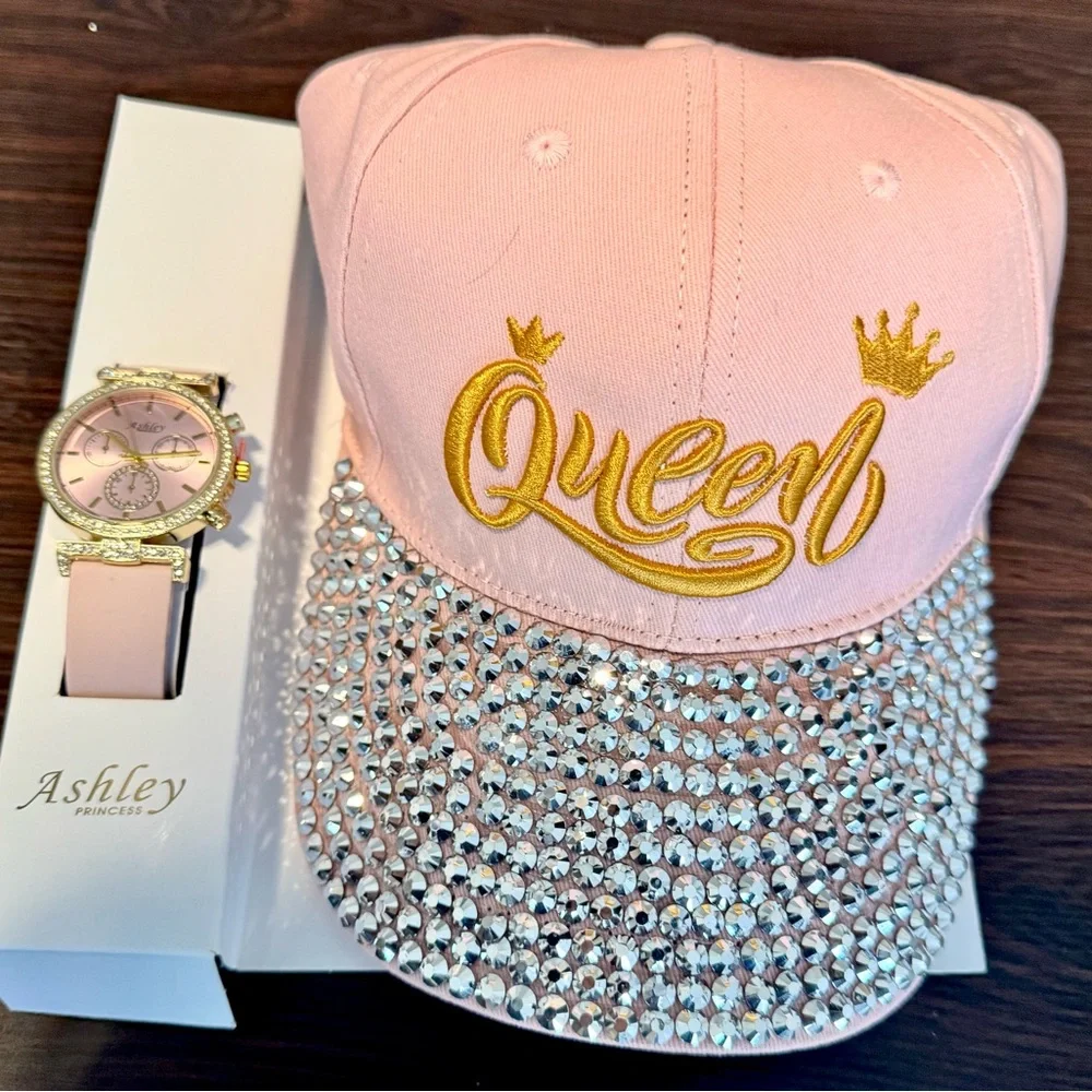 Pink Queen Rhinestone Hat & Watch Gift Set Ashley Princess NWT - Picture 3 of 8